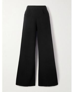 Allude Wool And Cashmere-Blend Wide-Leg Trousers - Black