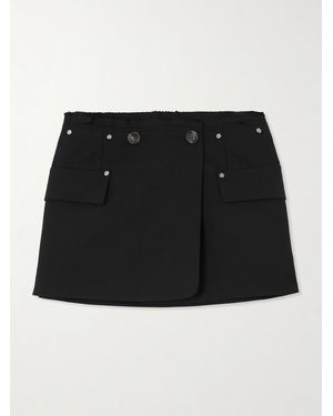 Dion Lee Wrap-Effect Embellished Frayed Wool-Blend Mini Skirt - Schwarz