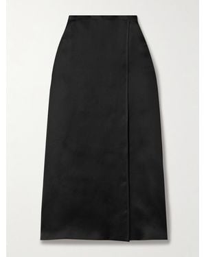 KHAITE Mila Wrap-Effect Silk-Gazar Maxi Skirt - Black