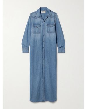 Twp Cowboy Cotton-Chambray Maxi Shirt Dress - Blue