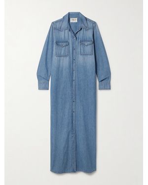 Twp Cowboy Cotton-Chambray Maxi Shirt Dress - Blue