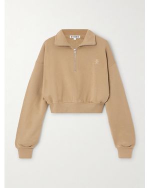 ÉTERNE Cropped Embroidered Cotton And Modal-Blend Jersey Sweatshirt - Natural
