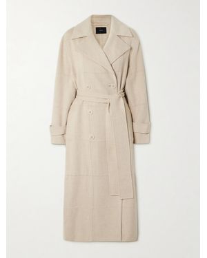 JOSEPH Merton Belted Panelled Double-Breasted Wool And Silk-Blend Coat - Natural