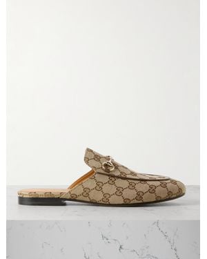 Gucci Slippers Princetown Gg Aus Canvas - Braun