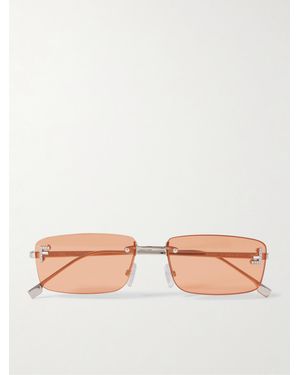 Fendi Fendi First Goldfarbene, Rahmenlose Sonnenbrille Mit Rechteckigem Gläsern Und Kristallen - Pink