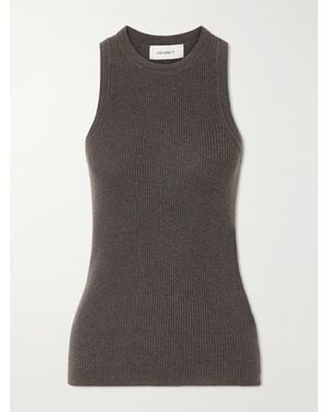Lisa Yang Amya Ribbed Cotton And Cashmere-Blend Tank - Gray