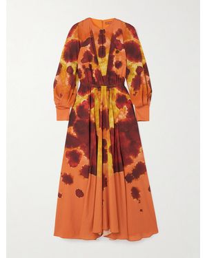 Altuzarra Peirene Belted Tie-Dyed Chiffon Midi Dress - Orange