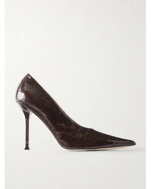 Christen Helix 95 Croc-Effect Patent-Leather Court Shoes - Brown