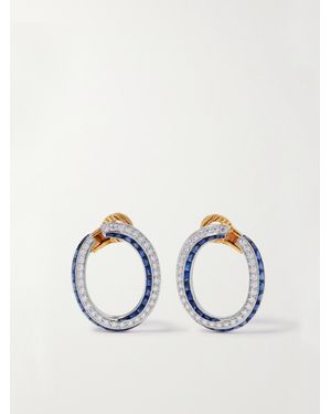 Fred Leighton 18-Karat And, Sapphire And Diamond Hoop Earrings - Blue