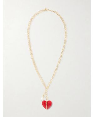 Roxanne Assoulin The Stone Bar Goldfarbene Kette Mit Karneol Und Perle - Weiß