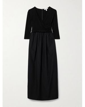 Max Mara Kaiser Midikleid Aus Stretch-Jersey Und Baumwollpopeline Mit Gürtel - Schwarz
