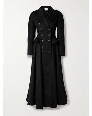 Salon 1884 Etienne Double-Breasted Pleated Wool And Cashmere-Blend Coat - Black