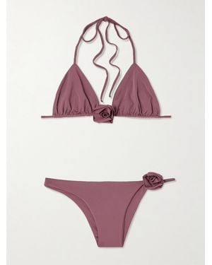 Maygel Coronel Chipi Appliquéd Triangle Bikini - Purple