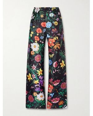 Gucci Floral-Print Silk-Twill Wide-Leg Pants - Weiß