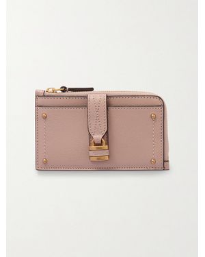 Chloé Paddington Embellished Textured-Leather Cardholder - Pink