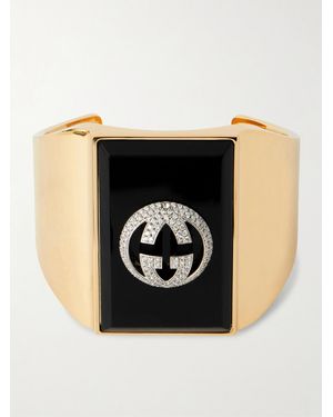 Gucci Tone Zircon And Enamel Bangle - Black