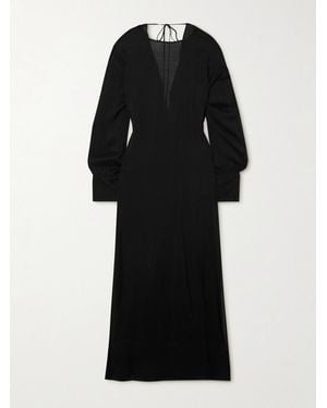 Bondi Born Net Sustain Cremona Knotted Open Back Voile Midi Dress - Black