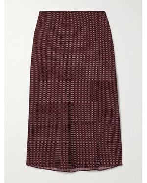 Doen Elowette Polka-Dot Silk-Blend Twill Midi Skirt - Purple