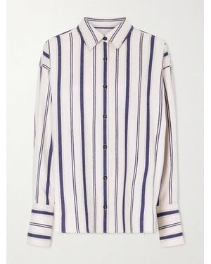 The Elder Statesman Cashlite Berti Striped Wool, Silk And Cashmere-Blend Shirt - White