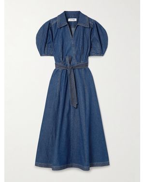 Cefinn Wren Wrap-Effect Belted Denim Midi Dress - Blue