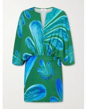 Themis Z Alcmene Printed Satin Mini Dress - Blue