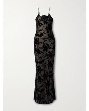 Rodarte Embellished Devoré-Chiffon Gown - Black