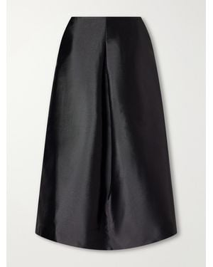 Jonathan Simkhai Vexa Pleated Duchess-Satin Midi Skirt - Black