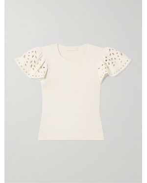 Ulla Johnson Edith Oberteil Mit Rüschen Und Stickereien - Natur