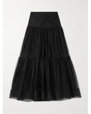 Aje. Gia Mehrlagiger Maxirock Aus Mesh Mit Teilungsnähten - Schwarz