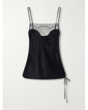 Carine Gilson Lace-Trimmed Silk-Satin Cami - Blue