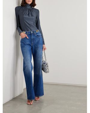 Rabanne Laminated Pleated Satin Top in Natural | Lyst