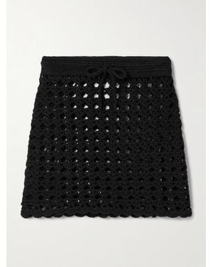 Suzie Kondi Crete Open-Knit Cotton Mini Skirt - Black