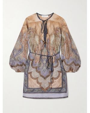 Zimmermann Wanderlust Belted Printed Silk Tunic - Natural