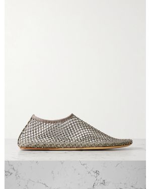Christopher Esber Minette Crystal-Embellished Mesh Ballet Flats - Grey