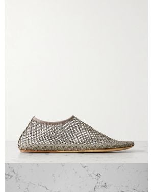 Christopher Esber Minette Crystal-Embellished Mesh Ballet Flats - Gray