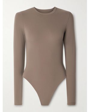 Skims Fits Everybody Stretch-Jersey Thong Bodysuit - Brown
