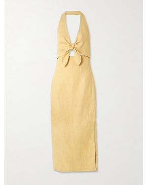 SIR. Carlotta Neckholder-Midikleid Aus Leinen Zum Binden - Mettallic