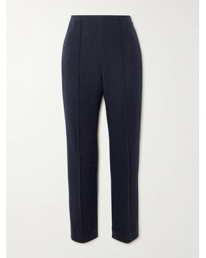 Loro Piana Cropped Pleated Cashmere-Blend Skinny Trousers - Blue