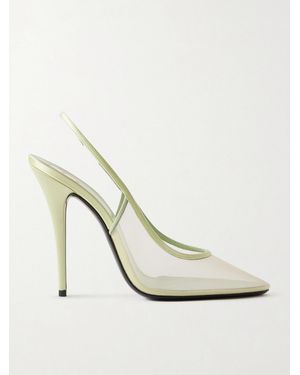 Saint Laurent Anita Satin-Trimmed Mesh Slingback Pumps - Weiß