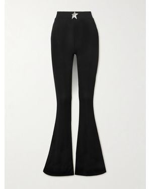 Area Embellished Ribbed-Jersey Bootcut Pants - Black