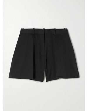 Loewe Pleated Cotton And Silk-Blend Sateen Shorts - Black