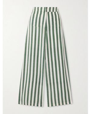 Emporio Sirenuse Adele Ikat Striped Cotton Wide-Leg Trousers - Blue