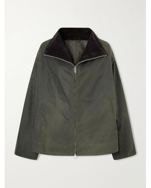 TOTEME Corduroy-Trimmed Waxed-Cotton Jacket - Green
