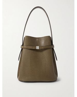 TOTEME Belted Lizard-Effect Leather Tote - Natural
