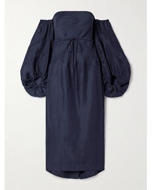 Rosie Assoulin Off-The-Shoulder Taffeta Midi Dress - Blue