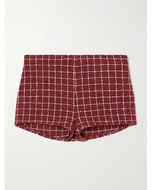 LIBEROWE Madeline Checked Bouclé-Tweed Shorts - Red