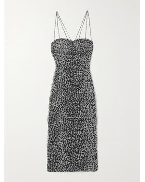 Philosophy Di Lorenzo Serafini Ruched Leopard-Print Tulle Midi Dress - Grey