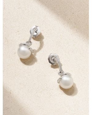 Mikimoto 18-Karat, Pearl And Diamond Earrings - Natur
