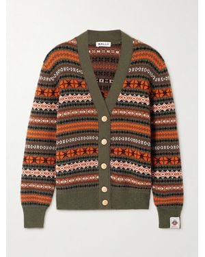 Bally Jacquard-Knit Wool Cardigan - Brown