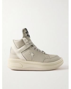 Rick Owens Converse Turbowpn Textured-Leather High-Top Trainers - Natural